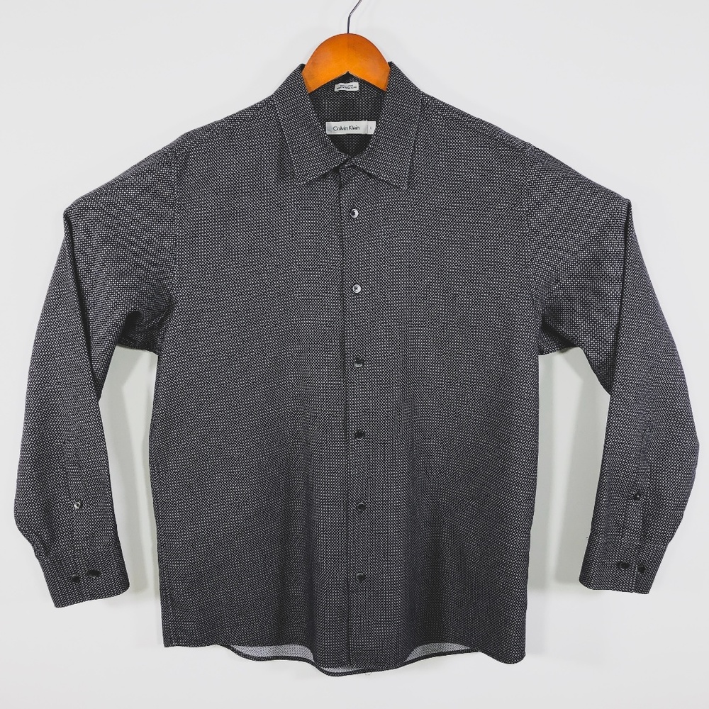 Calvin Klein Black Grey Dot Woven Shirt L